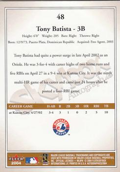 2004 SkyBox Autographics #48 Tony Batista Back