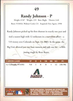 2004 SkyBox Autographics #49 Randy Johnson Back