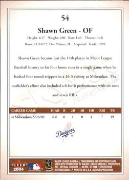 2004 SkyBox Autographics #54 Shawn Green Back