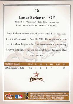 2004 SkyBox Autographics #56 Lance Berkman Back