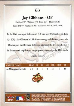 2004 SkyBox Autographics #63 Jay Gibbons Back