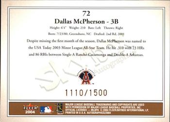 2004 SkyBox Autographics #72 Dallas McPherson Back