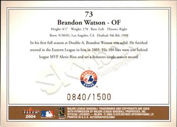 2004 SkyBox Autographics #73 Brandon Watson Back