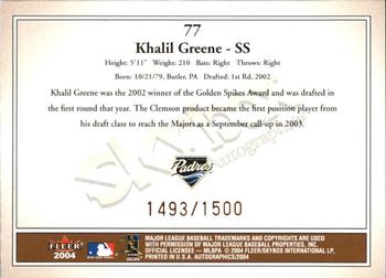 2004 SkyBox Autographics #77 Khalil Greene Back