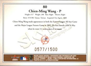 2004 SkyBox Autographics #80 Chien-Ming Wang Back