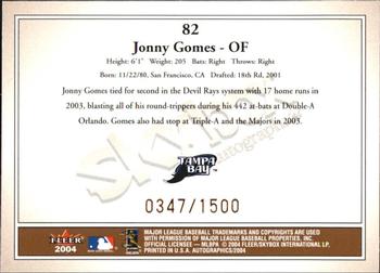 2004 SkyBox Autographics #82 Jonny Gomes Back