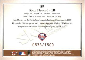 2004 SkyBox Autographics #89 Ryan Howard Back