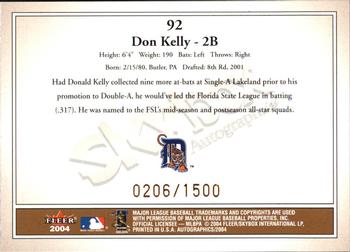 2004 SkyBox Autographics #92 Don Kelly Back