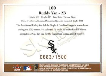 2004 SkyBox Autographics #100 Ruddy Yan Back