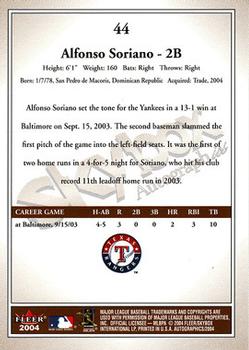2004 SkyBox Autographics #44 Alfonso Soriano Back