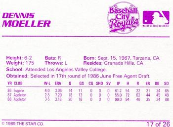 1989 Star Baseball City Royals #17 Dennis Moeller Back