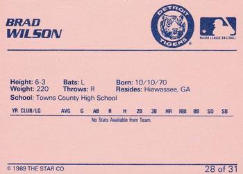 1989 Star Bristol Tigers #28 Brad Wilson Back