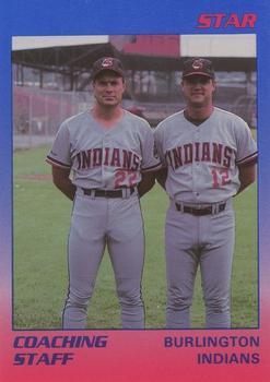 1989 Star Burlington Indians #28 Coaching Staff (Mark Oestreich / Stan Hilton) Front