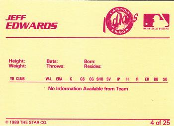 1989 Star Canton-Akron Indians #4 Jeff Edwards Back
