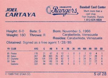 1989 Star Charlotte Rangers #5 Joel Cartaya Back