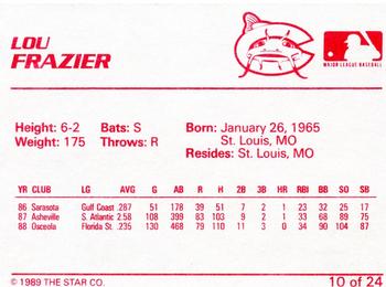 1989 Star Columbus Mudcats #10 Lou Frazier Back
