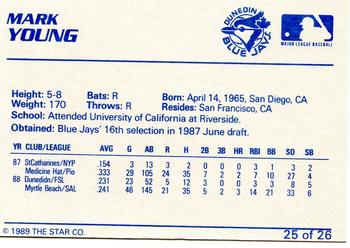 1989 Star Dunedin Blue Jays #25 Mark Young Back