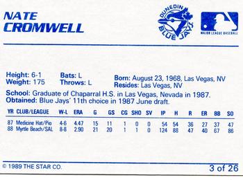 1989 Star Dunedin Blue Jays #3 Nate Cromwell Back