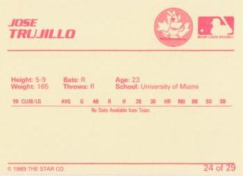 1989 Star Hamilton Redbirds #24 Jose Trujillo Back