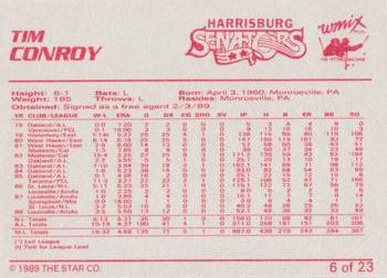 1989 Star Harrisburg Senators #6 Tim Conroy Back