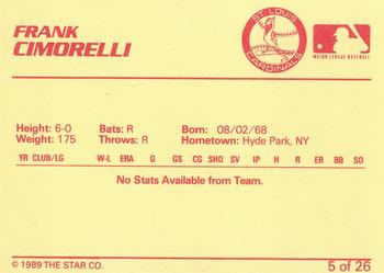 1989 Star Johnson City Cardinals #5 Frank Cimorelli Back