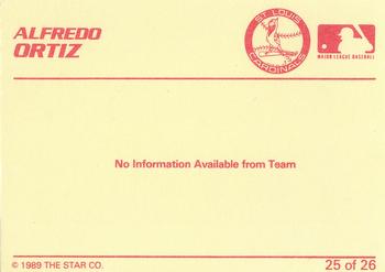 1989 Star Johnson City Cardinals #25 Alfredo Ortiz Back