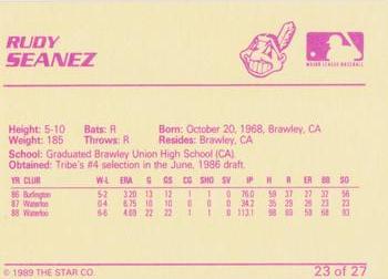 1989 Star Kinston Indians #23 Rudy Seanez Back