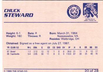 1989 Star Lakeland Tigers #20 Chuck Steward Back