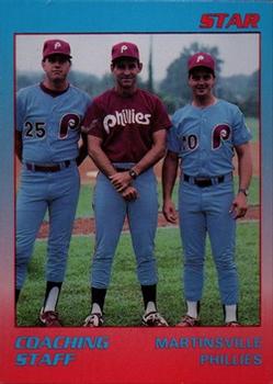1989 Star Martinsville Phillies #35 Coaching Staff (Roly De Armas / Al LeBoeuf / John Martin) Front