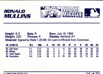 1989 Star Miami Miracle II #14 Ronald Mullins Back