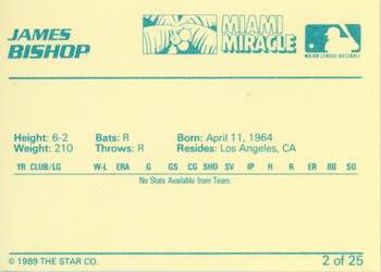 1989 Star Miami Miracle I #2 James Bishop Back