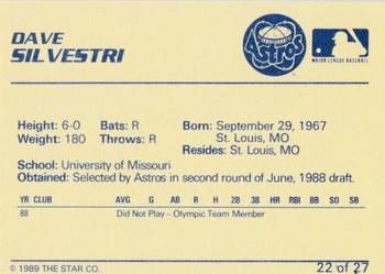 1989 Star Osceola Astros #22 Dave Silvestri Back