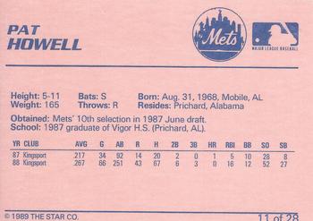 1989 Star Pittsfield Mets #11 Pat Howell Back