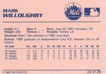 1989 Star Pittsfield Mets #23 Mark Willoughby Back