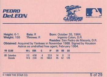 1989 Star Prince William Cannons #5 Pedro DeLeon Back