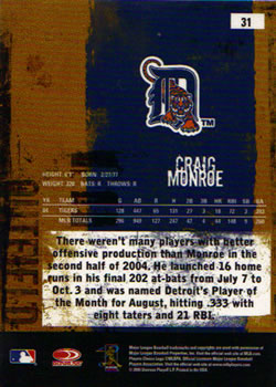 2005 Donruss Leather & Lumber #31 Craig Monroe Back