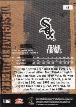 2005 Donruss Leather & Lumber #43 Frank Thomas Back
