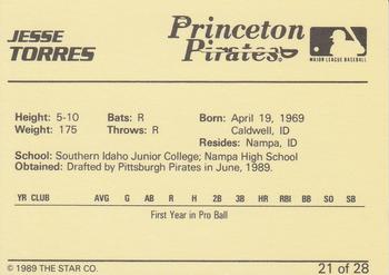 1989 Star Princeton Pirates - Platinum #21 Jessie Torres Back