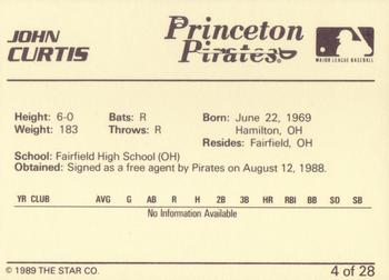 1989 Star Princeton Pirates - Platinum #4 John Curtis Back
