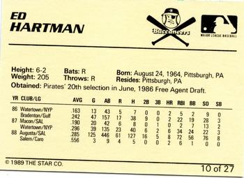 1989 Star Salem Buccaneers #10 Ed Hartman Back