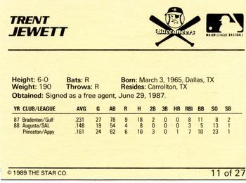 1989 Star Salem Buccaneers #11 Trent Jewett Back