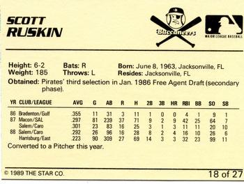 1989 Star Salem Buccaneers #18 Scott Ruskin Back