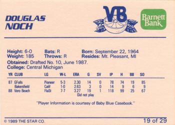 1989 Star Vero Beach Dodgers #19 Douglas Noch Back