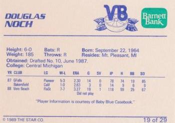 1989 Star Vero Beach Dodgers #19 Douglas Noch Back