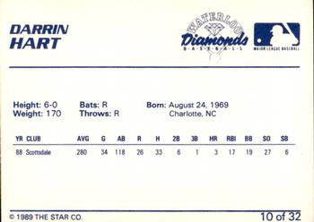 1989 Star Waterloo Diamonds #10 Darrin Hart Back