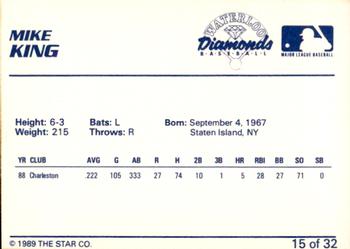 1989 Star Waterloo Diamonds #15 Mike King Back