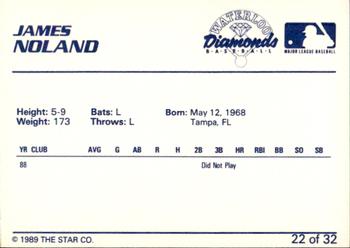 1989 Star Waterloo Diamonds #22 James Noland Back