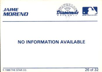 1989 Star Waterloo Diamonds #26 Jaime Moreno Back