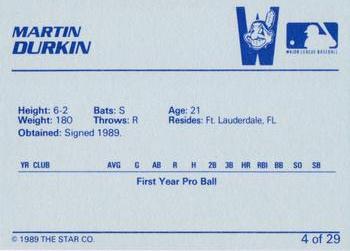 1989 Star Watertown Indians #4 Martin Durkin Back