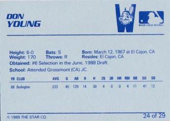 1989 Star Watertown Indians #24 Don Young Back